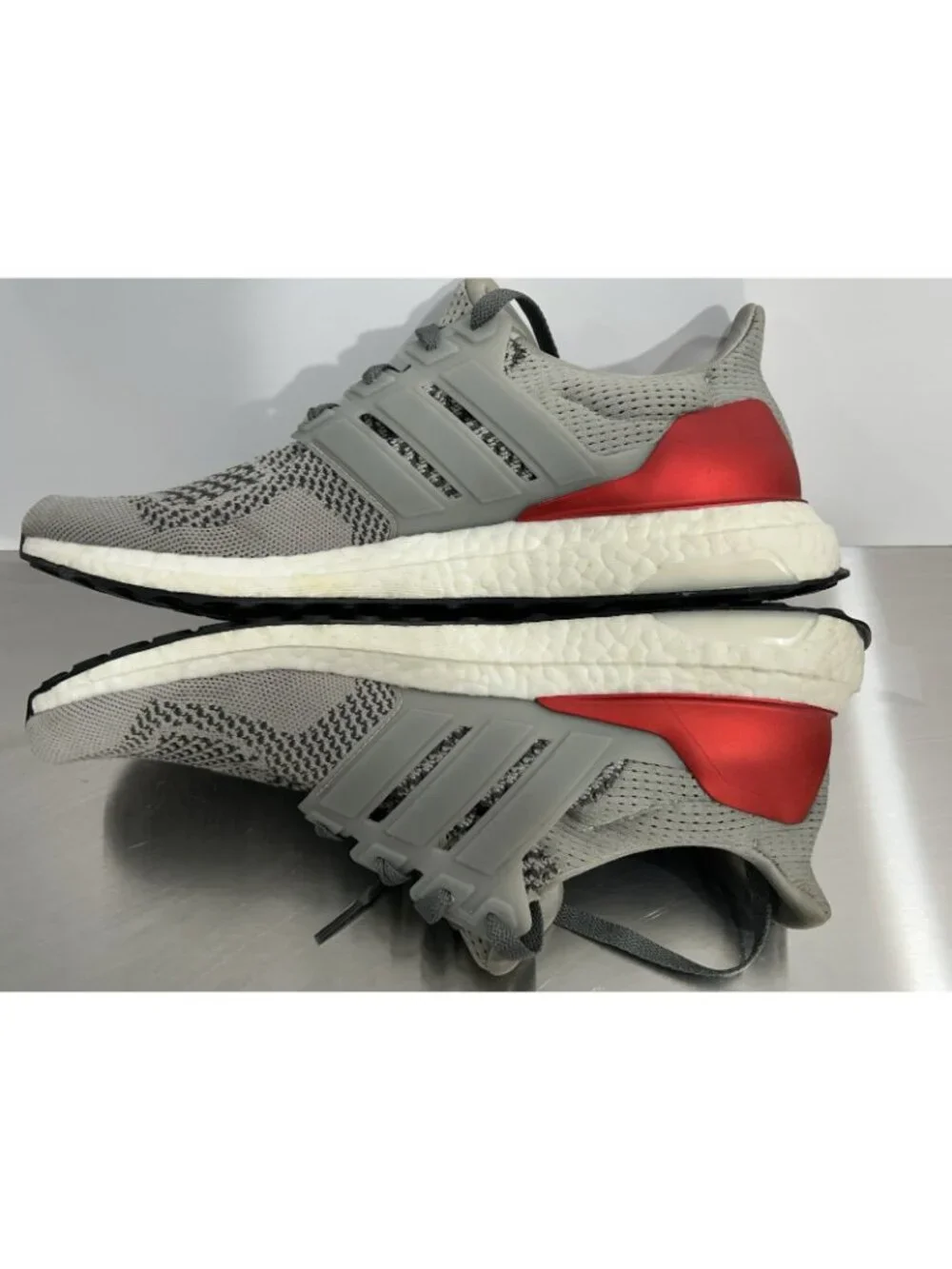 adidas Ultraboost 1.0 DNA Grey Scarlet Red Men’s 10.5 Running Shoes HR0062